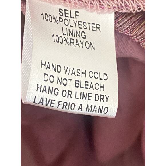 Easel Tiered Metallic Stripe Midi Dress Size M Russet Pink Party Wedding - Picture 4 of 5